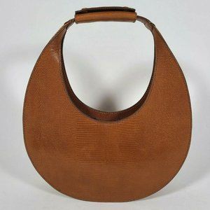 Rare STAUD Lizard Embossed Leather Moon Bag Tote